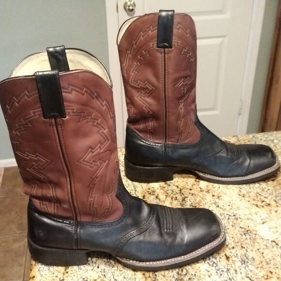 Durango Men’s Leather Cowboy Boots Black/Brown Embroidered Uppers DB4112 Sz 11D - Picture 5 of 12